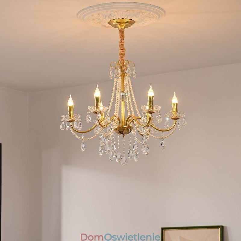 Amerykańska kryształowa lampa wisząca w stylu rustykalnym, kreatywna lampa sufitowa z żelaza