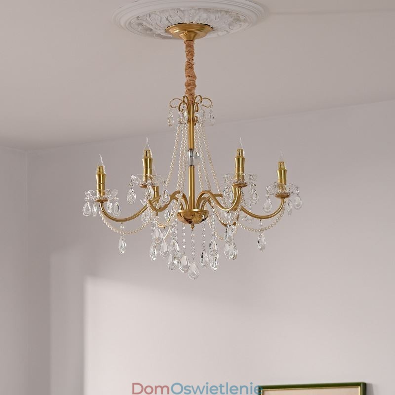 Amerykańska kryształowa lampa wisząca w stylu rustykalnym, kreatywna lampa sufitowa z żelaza