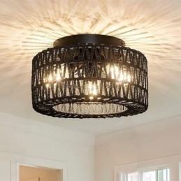 Lampa sufitowa w stylu rustykalnym w kształcie klatki tkanej w stylu amerykańskim