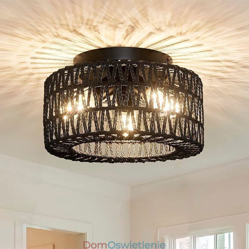 Lampa sufitowa w stylu rustykalnym w kształcie klatki tkanej w stylu amerykańskim