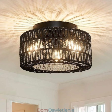 Lampa sufitowa w stylu rustykalnym w kształcie klatki tkanej w stylu amerykańskim Lampa sufitowa w stylu rustykalnym w kształcie klatki tkanej w stylu amerykańskim