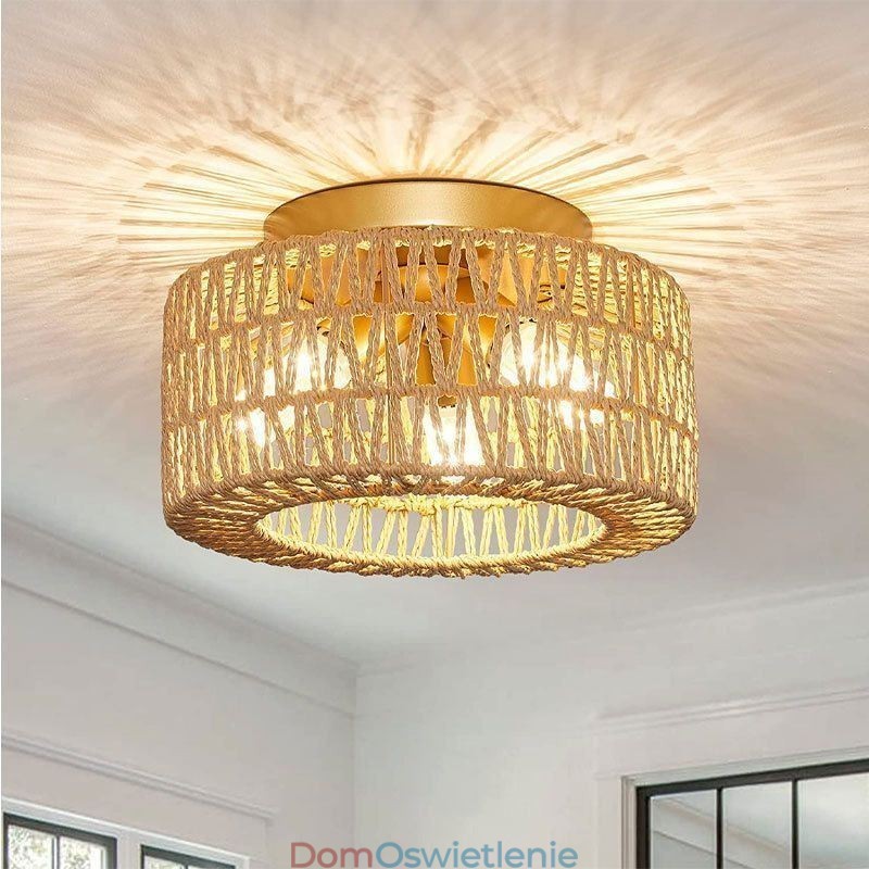 Lampa sufitowa w stylu rustykalnym w kształcie klatki tkanej w stylu amerykańskim