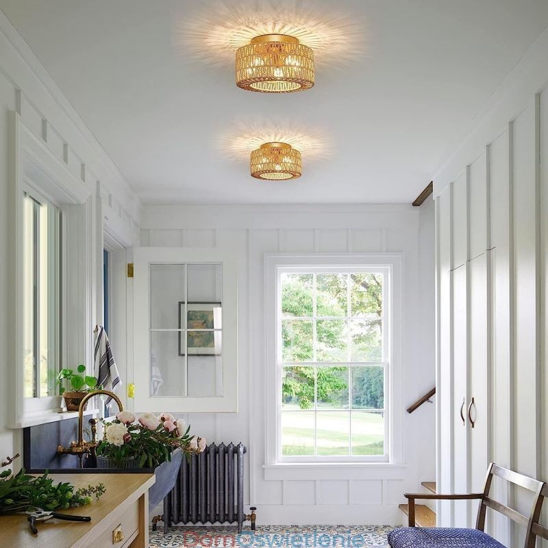 Lampa sufitowa w stylu rustykalnym w kształcie klatki tkanej w stylu amerykańskim