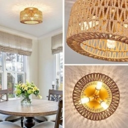 Lampa sufitowa w stylu rustykalnym w kształcie klatki tkanej w stylu amerykańskim