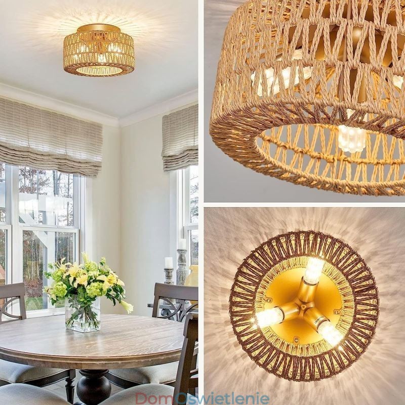 Lampa sufitowa w stylu rustykalnym w kształcie klatki tkanej w stylu amerykańskim