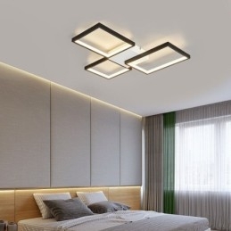 Minimalistyczna lampa sufitowa 3 kwadratowa, do montażu na płasko, z płynną regulacją i pilotem 60 W