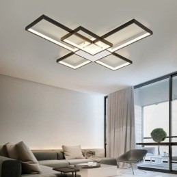 Minimalistyczna lampa sufitowa z pięcioma kwadratowymi kloszami, bezstopniowa, ściemnialna, z pilotem, 92 W