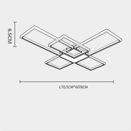 Minimalistyczna lampa sufitowa z pięcioma kwadratowymi kloszami, bezstopniowa, ściemnialna, z pilotem, 92 W