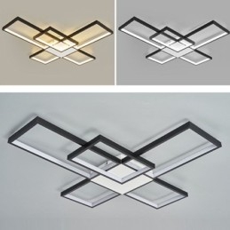 Minimalistyczna lampa sufitowa z pięcioma kwadratowymi kloszami, bezstopniowa, ściemnialna, z pilotem, 92 W