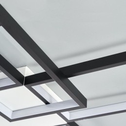 Minimalistyczna lampa sufitowa z pięcioma kwadratowymi kloszami, bezstopniowa, ściemnialna, z pilotem, 92 W