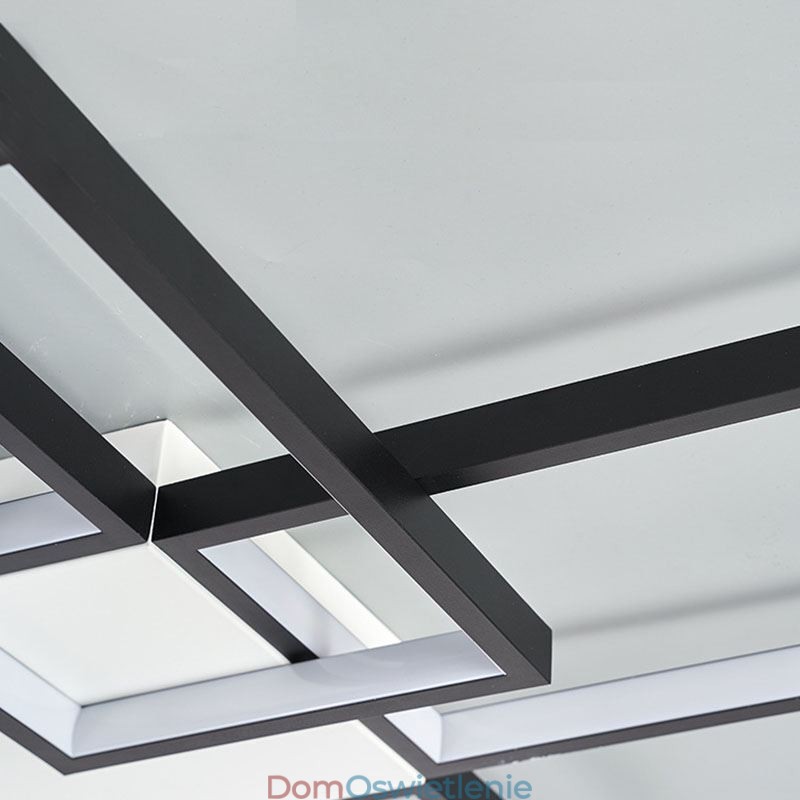 Minimalistyczna lampa sufitowa z pięcioma kwadratowymi kloszami, bezstopniowa, ściemnialna, z pilotem, 92 W
