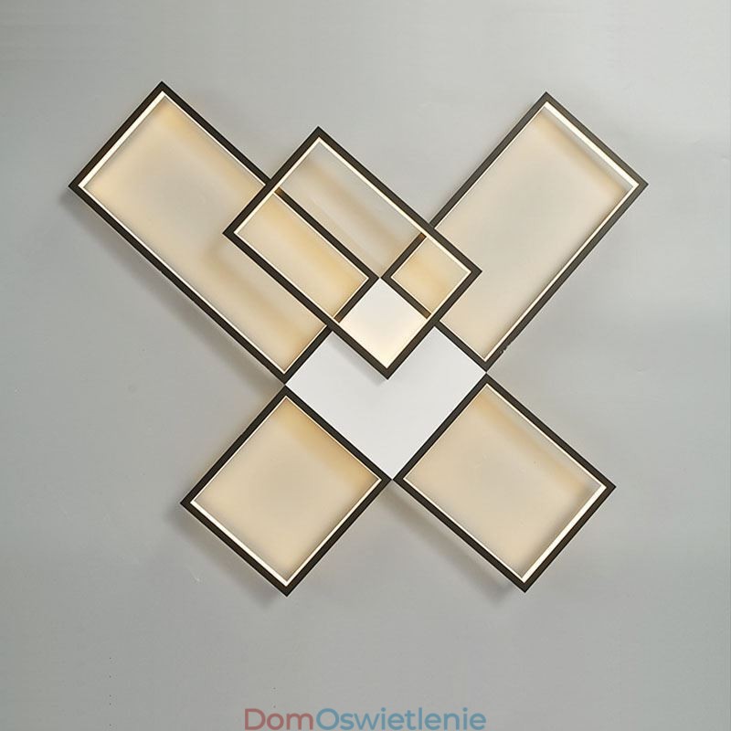 Minimalistyczna lampa sufitowa z pięcioma kwadratowymi kloszami, bezstopniowa, ściemnialna, z pilotem, 92 W
