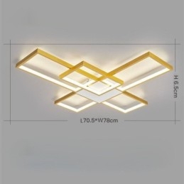 Minimalistyczna lampa sufitowa z pięcioma kwadratowymi kloszami, bezstopniowa, ściemnialna, z pilotem, 92 W