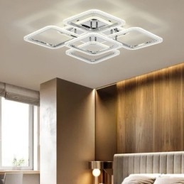 Lampa sufitowa kwadratowa, chromowana, akrylowa, 5 świateł