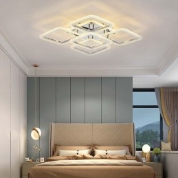 Lampa sufitowa kwadratowa, chromowana, akrylowa, 5 świateł