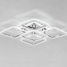 Lampa sufitowa kwadratowa, chromowana, akrylowa, 5 świateł
