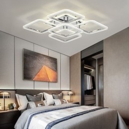 Lampa sufitowa kwadratowa, chromowana, akrylowa, 5 świateł