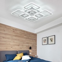 Lampa sufitowa kwadratowa akrylowa montowana na płasko, chromowana, 8 świateł