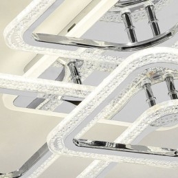 Lampa sufitowa kwadratowa akrylowa montowana na płasko, chromowana, 8 świateł