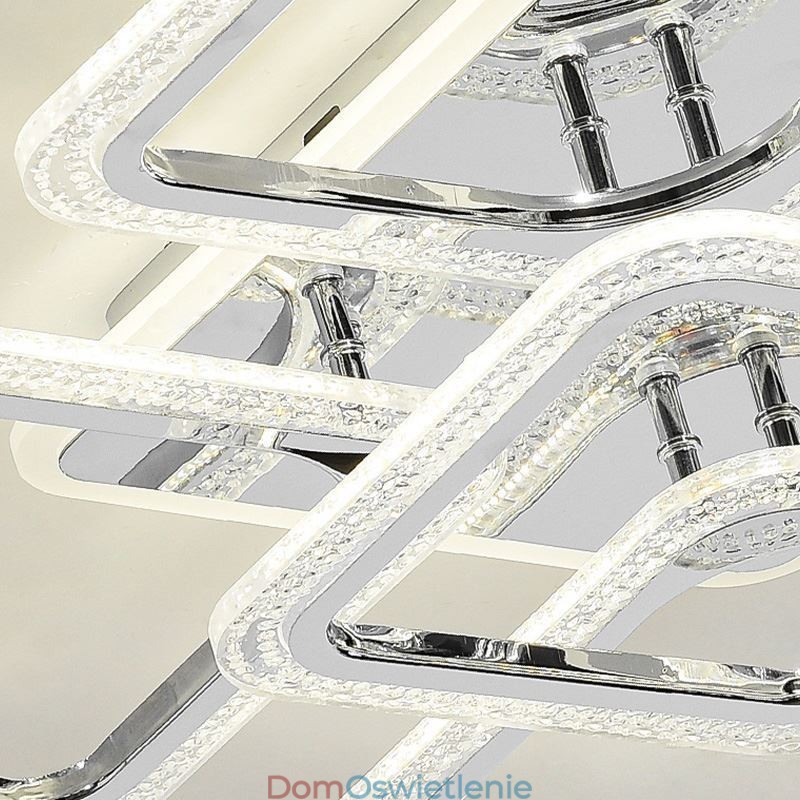 Lampa sufitowa kwadratowa akrylowa montowana na płasko, chromowana, 8 świateł