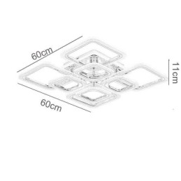 Lampa sufitowa kwadratowa akrylowa montowana na płasko, chromowana, 8 świateł