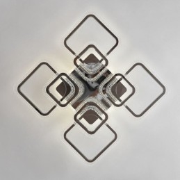 Lampa sufitowa kwadratowa akrylowa montowana na płasko, chromowana, 8 świateł
