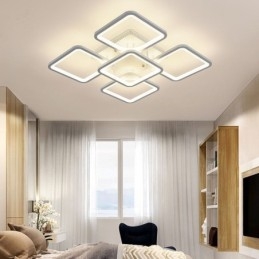 Lampa sufitowa kwadratowa akrylowa wpuszczana w biały sufit 5 świateł 8 świateł