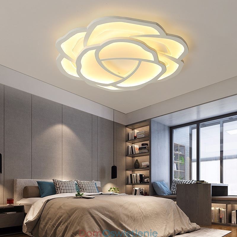 Nowoczesna prosta różana akrylowa lampa sufitowa do montażu na płasko 52 cm