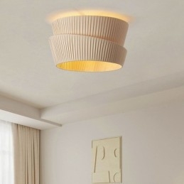 Wabi Sabi Flush Mount French Cream Style Podwójna warstwa tkaniny abażur lampa sufitowa