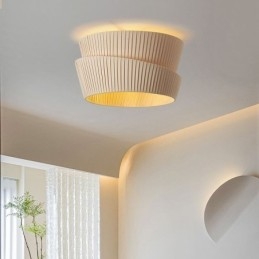 Wabi Sabi Flush Mount French Cream Style Podwójna warstwa tkaniny abażur lampa sufitowa