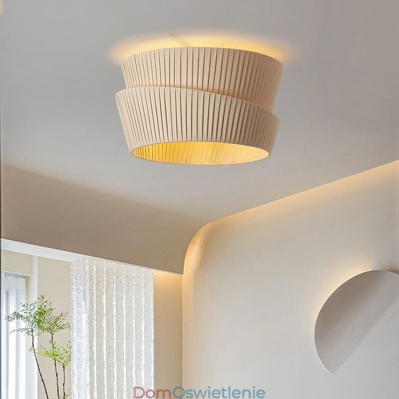 Wabi Sabi Flush Mount French Cream Style Podwójna warstwa tkaniny abażur lampa sufitowa