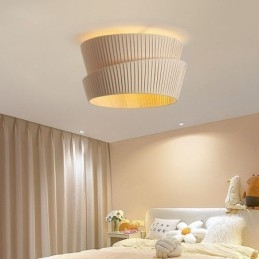 Wabi Sabi Flush Mount French Cream Style Podwójna warstwa tkaniny abażur lampa sufitowa