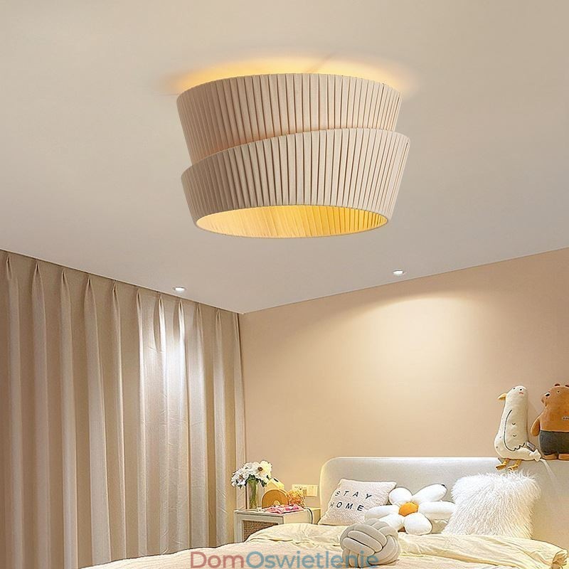 Wabi Sabi Flush Mount French Cream Style Podwójna warstwa tkaniny abażur lampa sufitowa