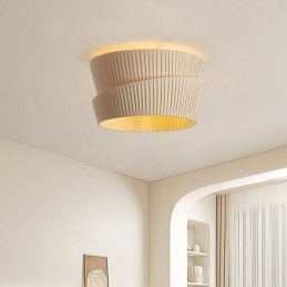 Wabi Sabi Flush Mount French Cream Style Podwójna warstwa tkaniny abażur lampa sufitowa