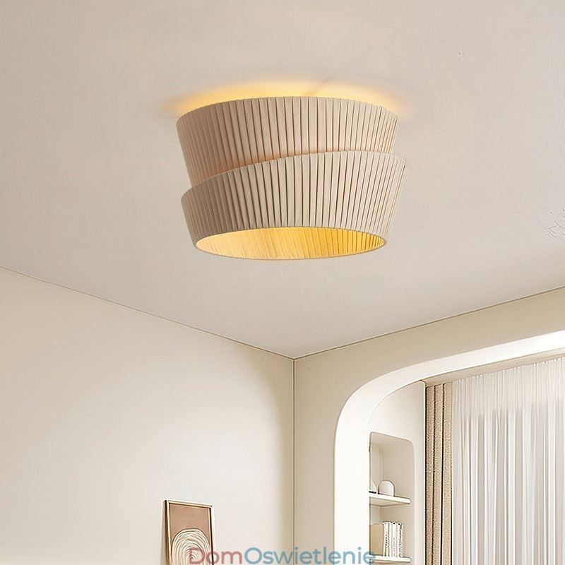 Wabi Sabi Flush Mount French Cream Style Podwójna warstwa tkaniny abażur lampa sufitowa