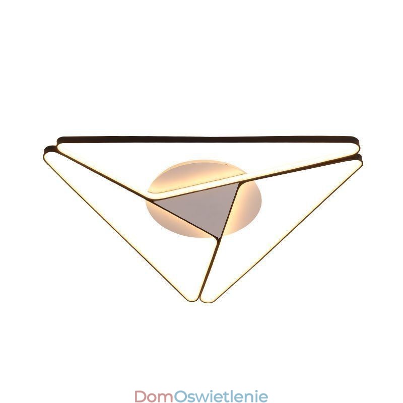 Minimalistyczna lampa sufitowa w kształcie trójkąta, montowana na płasko
