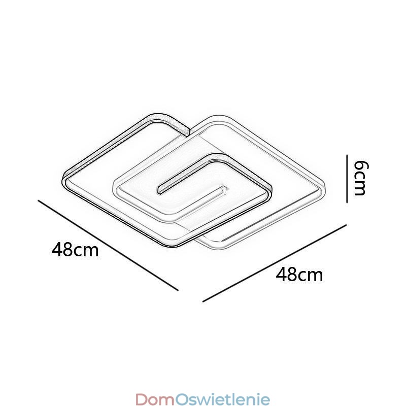 Lampa sufitowa kwadratowa z akrylu montowana na płasko