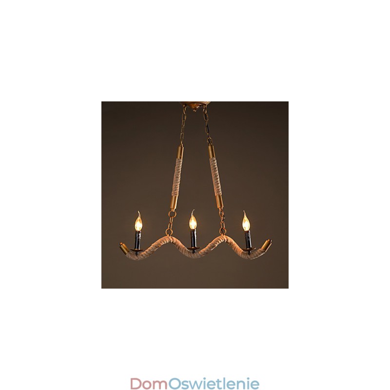 Świeca Konopna Żyrandol Vintage Wisząca Fala Kutego Żelaza Żyrandol Z Liny Konopnej