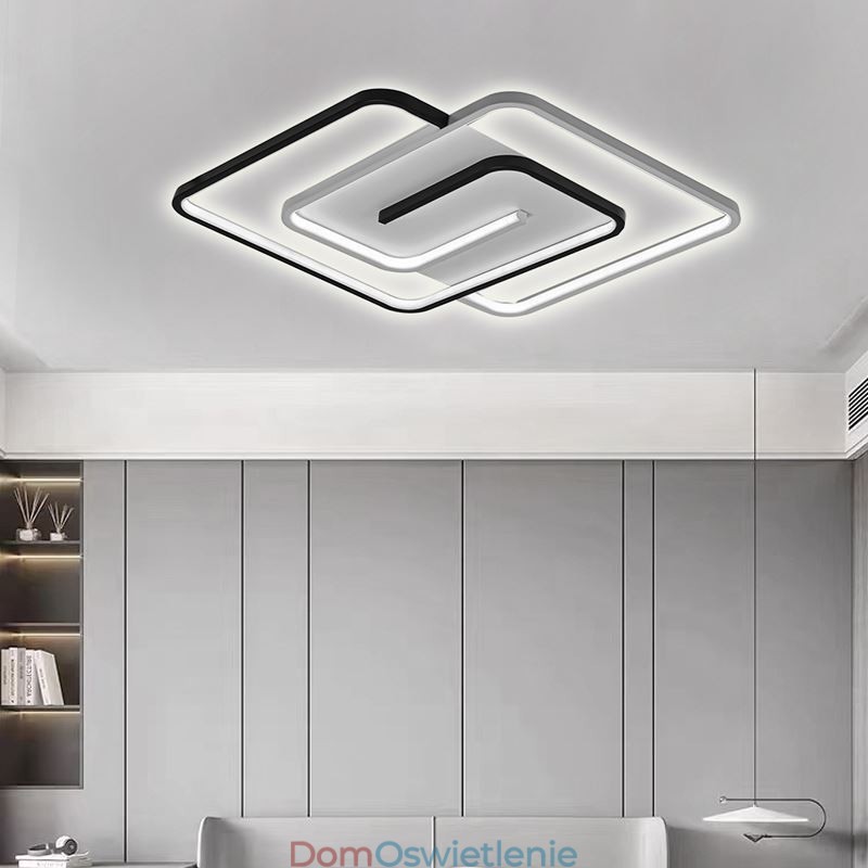 Lampa sufitowa kwadratowa z akrylu montowana na płasko