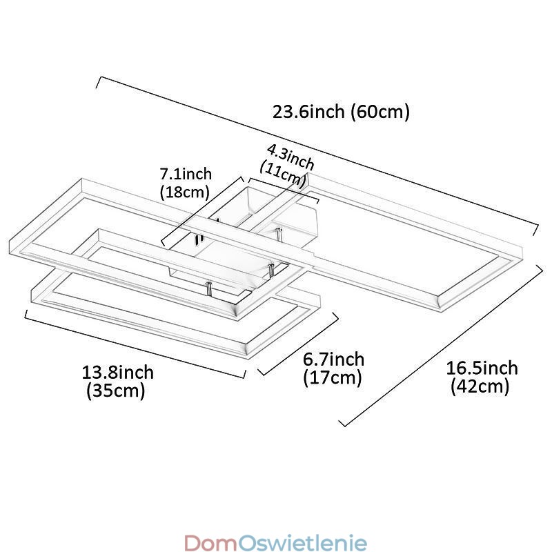 Lampa sufitowa akrylowa geometryczna prostokątna do montażu na płasko