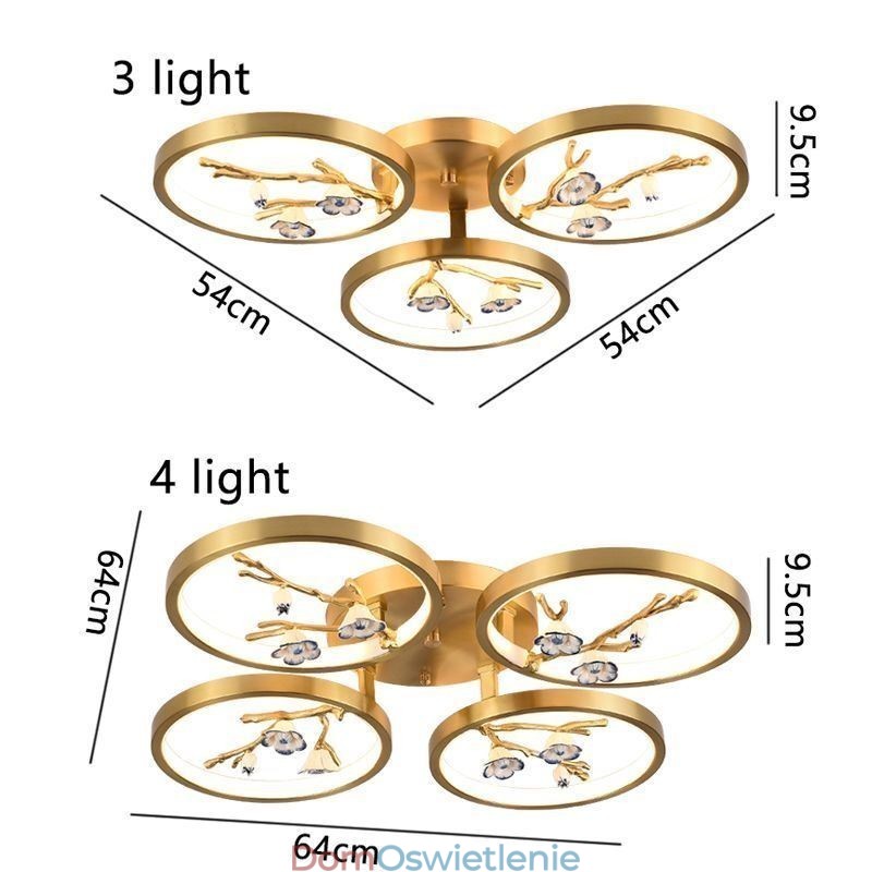Oświetlenie sufitowe Copper Art Branch Plum Blossom wpuszczane w ścianę