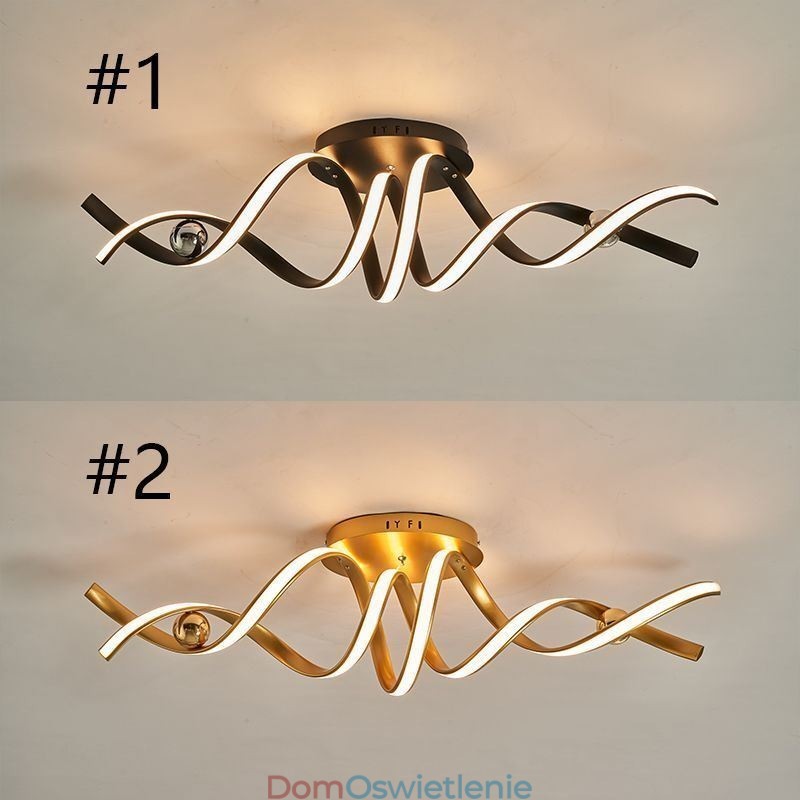 Nowoczesna lampa sufitowa spiralna z aluminium montowana na płasko