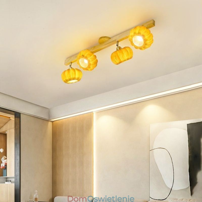 Podwójna mała dynia, lampa sufitowa w stylu retro w stylu japońskim