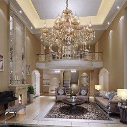 Żyrandol kryształowy luksusowy nowoczesny 2 poziomy salon 12 świateł