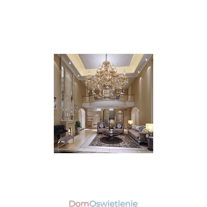 Żyrandol kryształowy luksusowy nowoczesny 2 poziomy salon 12 świateł