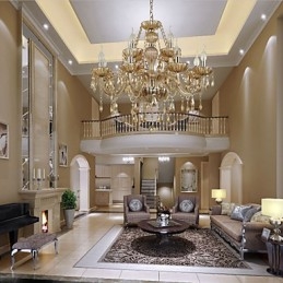 Żyrandol kryształowy luksusowy nowoczesny 2 poziomy salon 12 świateł
