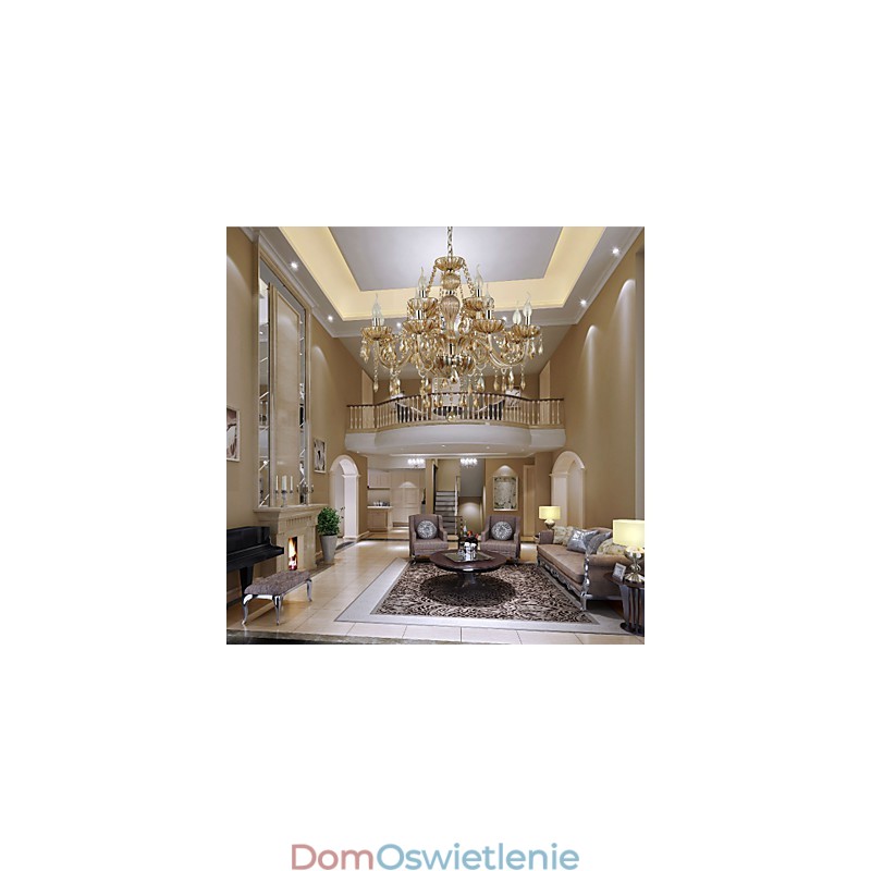Żyrandol kryształowy luksusowy nowoczesny 2 poziomy salon 12 świateł