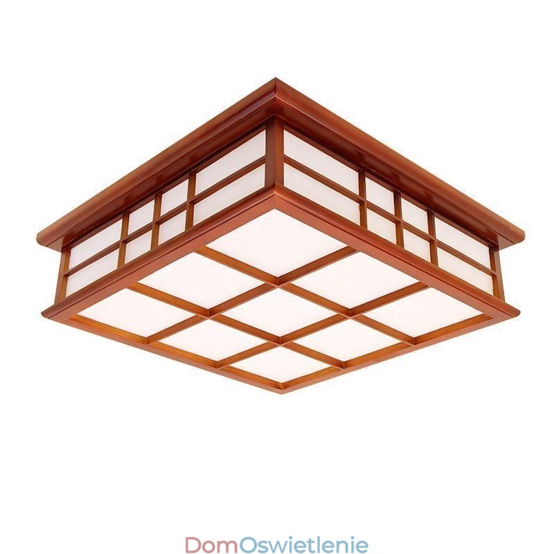 Lampa sufitowa w stylu retro, drewniana, montaż na płasko