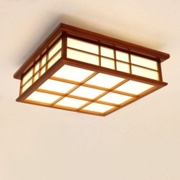Lampa sufitowa w stylu retro, drewniana, montaż na płasko