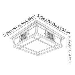 Retro drewniana lampa sufitowa kwadratowa montowana na płasko